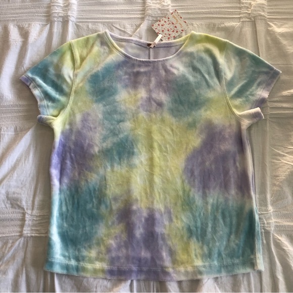 Free People Bright Eyes Velvet Tee NWT  in Cloud Combo - Picture 2 of 6